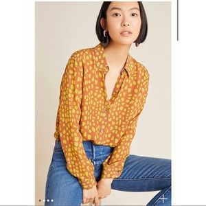 NWT 100% Silk Anthropologie WHIT Buttondown